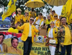 Seru! Golkar Kota Metro Ikuti Kirab Bendera Partai Peserta Pemilu, Warna Kuning Penuhi Jalanan