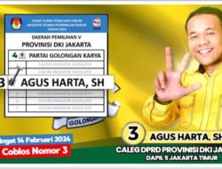 Maju Caleg DPRD DKI, Agus Harta Tempelkan Stiker Dirinya Kepada Seribu Warga Jatinegara