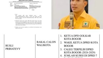 Rusly Prihatevy Direkomendasikan Partai Golkar Maju Pilwakot Bogor 2024