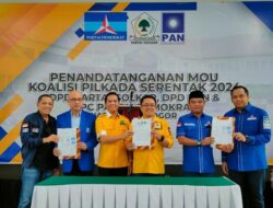 Partai Golkar, PAN dan Demokrat Teken MOU Koalisi Menangkan Jaro Ade di Pilbup Bogor