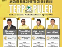 Inilah 4 Anggota Fraksi Partai Golkar DPR RI Terpopuler Berdasar Kuantitas Pemberitaan Periode Agustus 2024