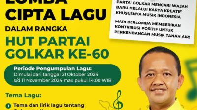 Meriahkan HUT Ke-60, Partai Golkar Gelar Lomba Cipta Lagu Berhadiah Ratusan Juta Rupiah