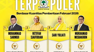 Anggota Fraksi Partai Golkar DPR RI Terpopuler Berdasar Kuantitas Pemberitaan Februari 2026