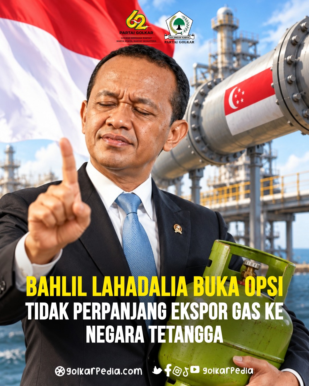 Menko Hilirisasi Bahlil Lahadalia Buka Opsi Setop Perpanjangan Ekspor Gas ke Negara Tetangga